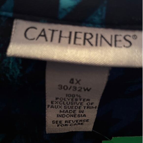 Catherines Size 4X Blue Print Casual Button Front Tunic Top - Picture 5 of 5